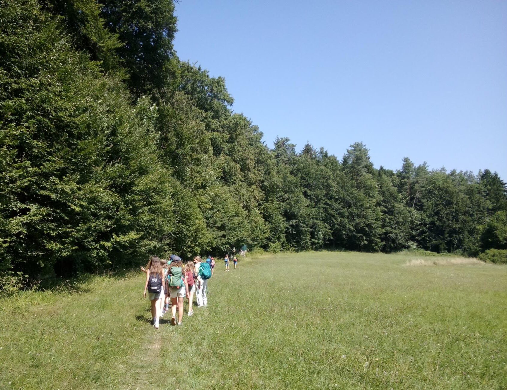 Auf dem Weg zum Zeltplatz: Die Kinder der DAV-Sommerfreizeit 2026. Foto: C. Häussler